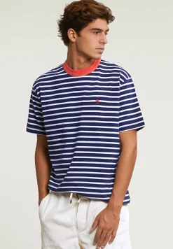 Fashion River Woods Loose fit gestreepte T-shirt blauw/wit -