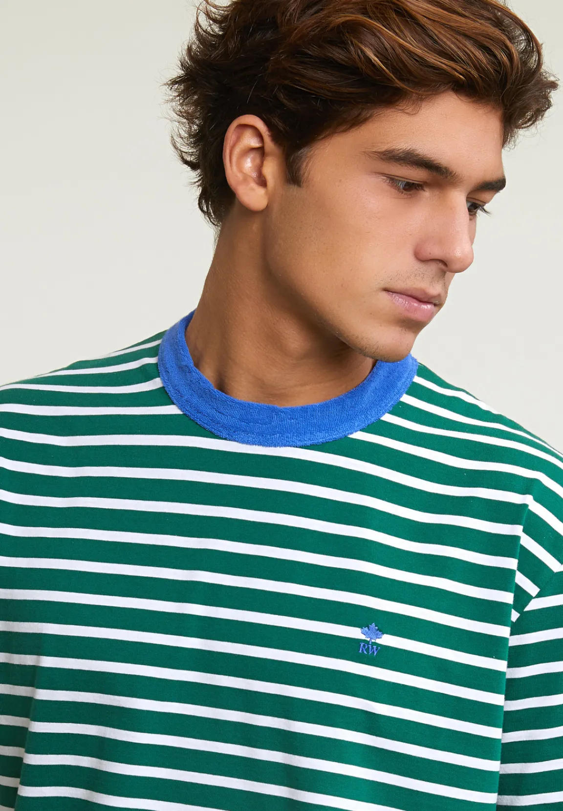 Outlet River Woods Loose fit gestreepte T-shirt groen/wit -