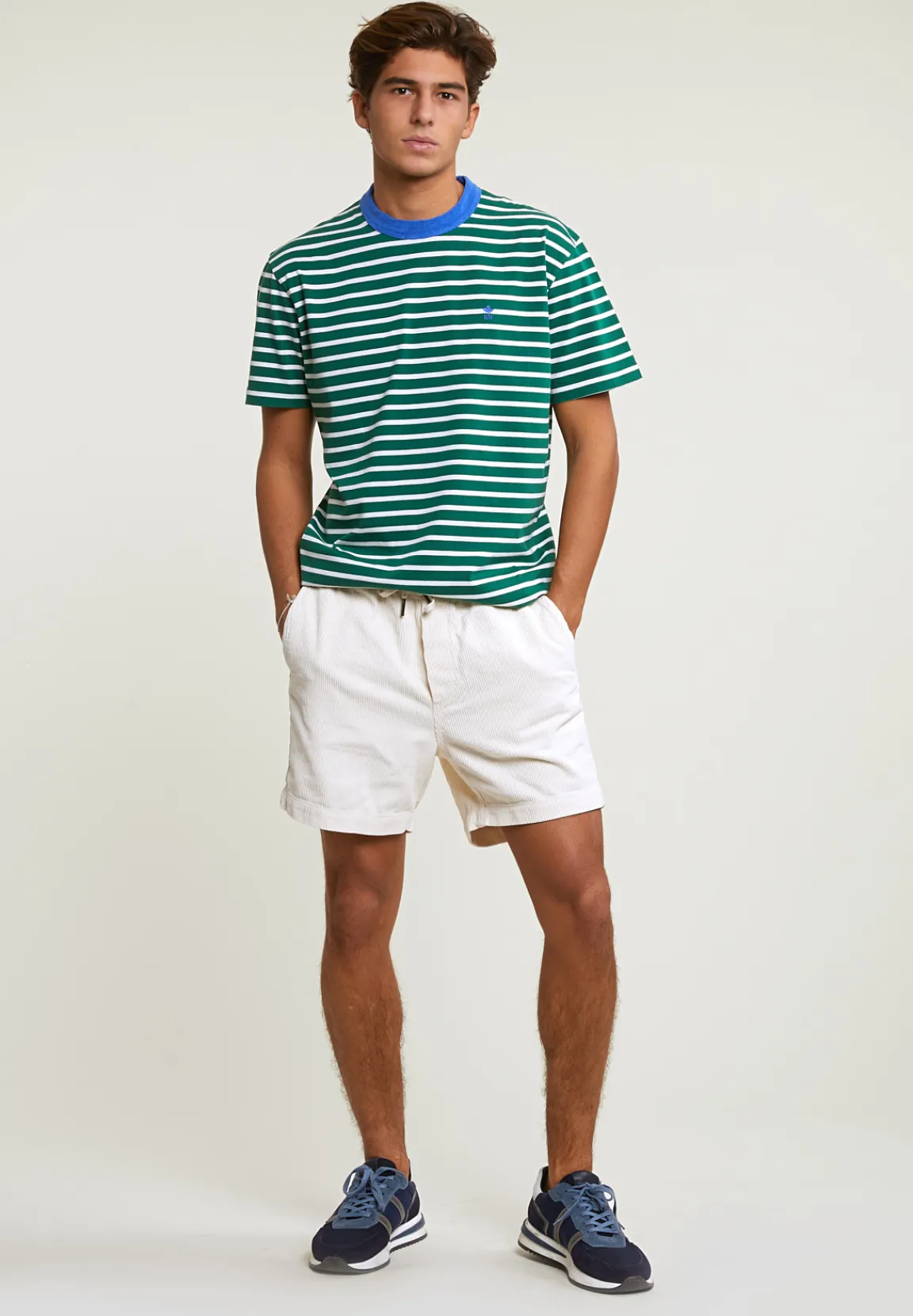 Outlet River Woods Loose fit gestreepte T-shirt groen/wit -