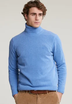 Hot River Woods Loose fit wol-kasjmier rolkraag trui sky mix -
