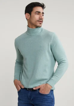 Hot River Woods Loose fit wol-kasjmier rolkraag trui cape green mix -