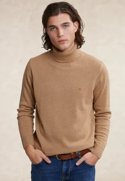 Best River Woods Loose fit wol-kasjmier rolkraag trui maple syrup -