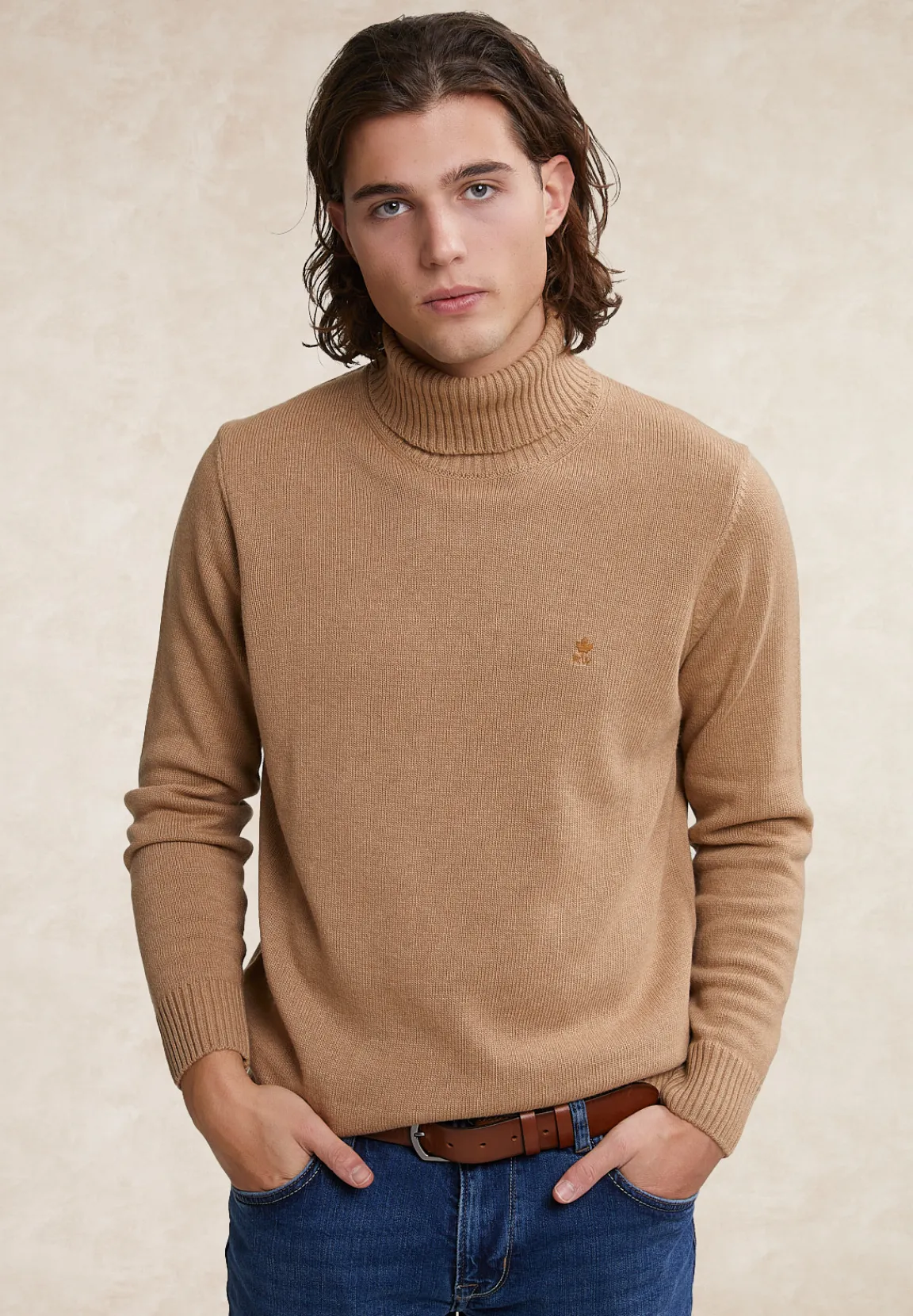 Best River Woods Loose fit wol-kasjmier rolkraag trui maple syrup -