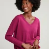 Outlet River Woods Magenta basic V-hals trui lange mouwen -