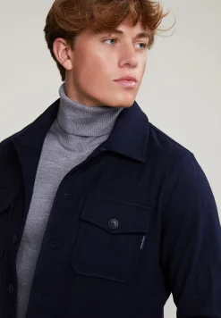Fashion River Woods Mantel met knopen opgestikte zakken navy -