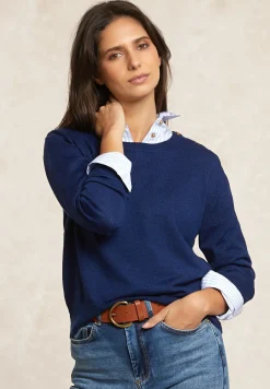 Hot River Woods Merinotrui rond hals blauw -