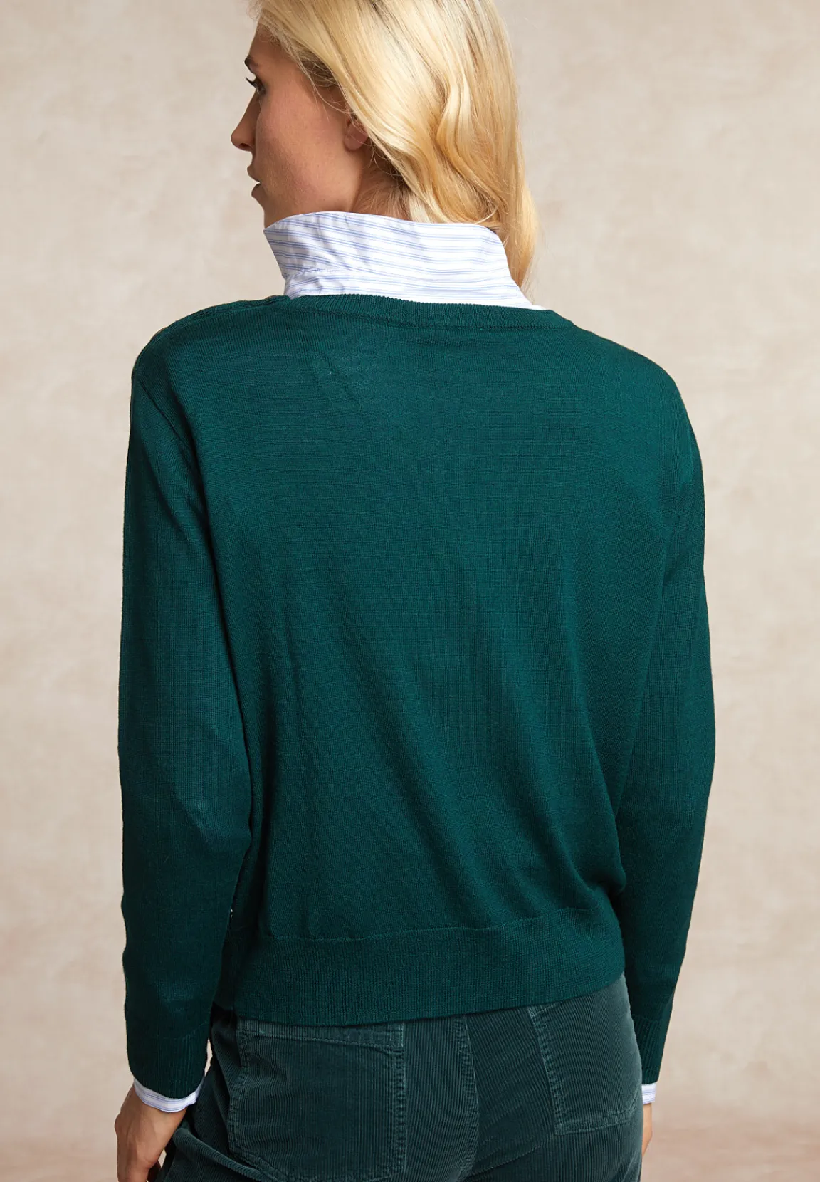 Outlet River Woods Merinotrui rond hals groen -