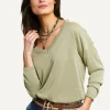 Online River Woods Metallic V-hals trui lange mouwen groen -