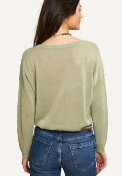 Online River Woods Metallic V-hals trui lange mouwen groen -