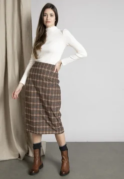 Clearance River Woods Midirok in jacquard in bruin -