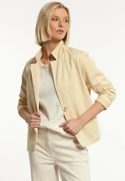 New River Woods Molleton effen blazer lange mouwen beige -