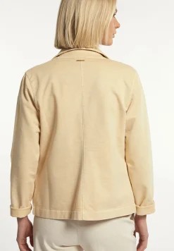 New River Woods Molleton effen blazer lange mouwen beige -