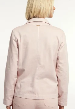 Fashion River Woods Molleton effen blazer lange mouwen roze -