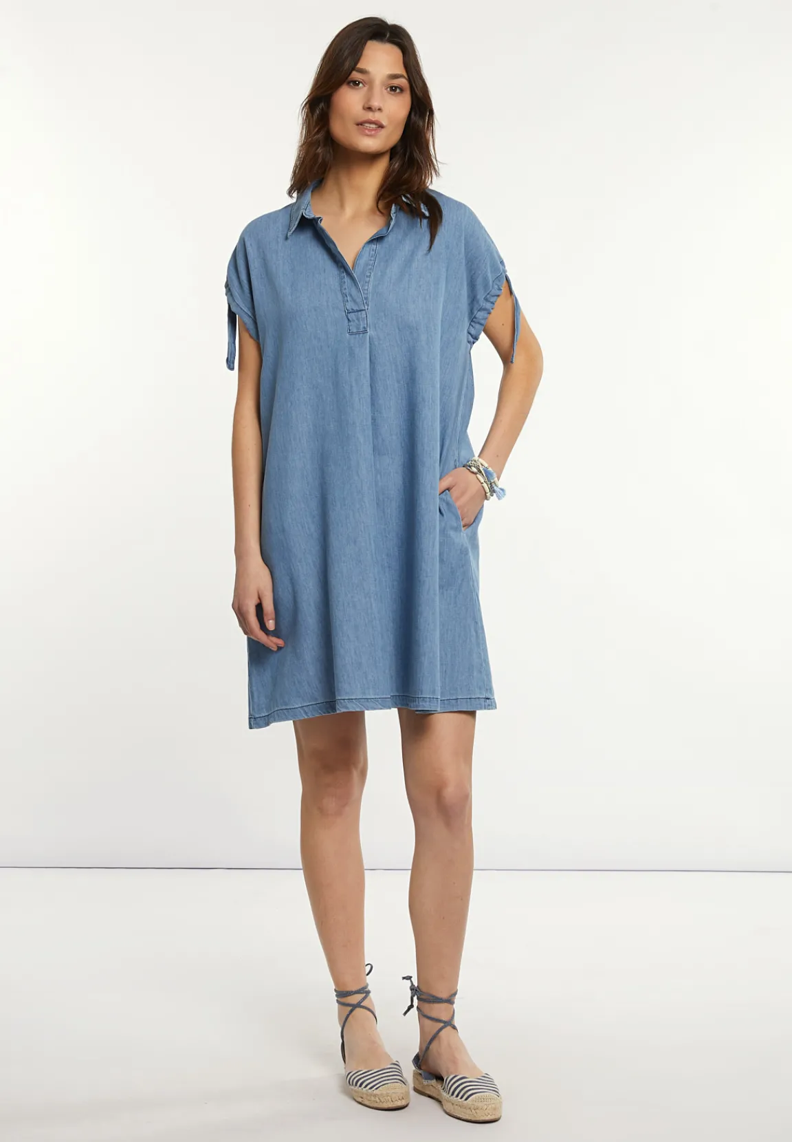 Clearance River Woods Mouwloos jeansjurkje blauw -