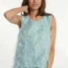 Hot River Woods Mouwloze top ronde hals mintgroen -