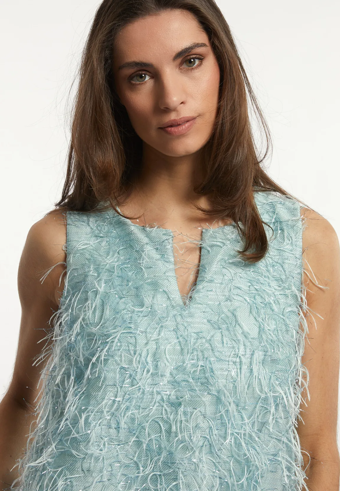 Clearance River Woods Mouwloze V-hals jurk mintgroen -