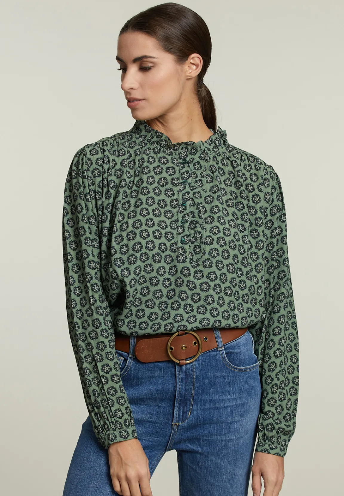 Discount River Woods Multi fantasie blouse pofmouwen -