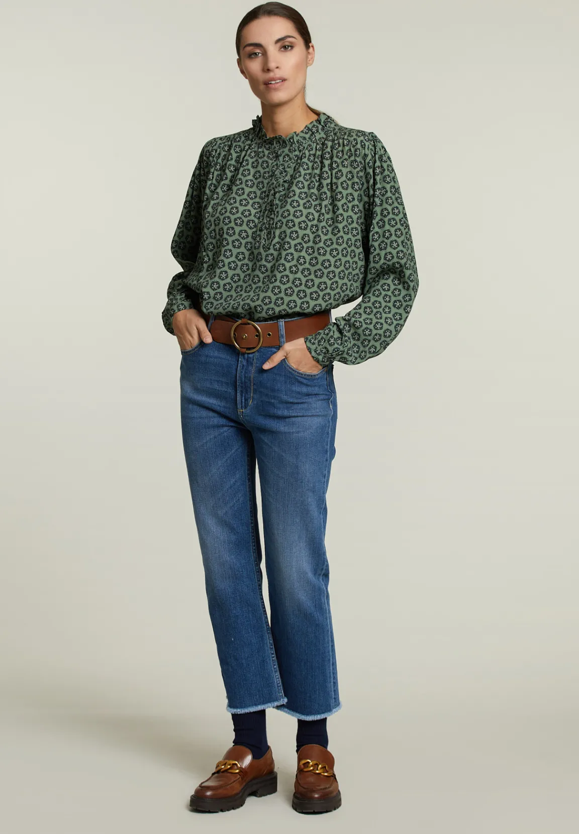 Discount River Woods Multi fantasie blouse pofmouwen -