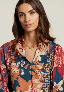 Outlet River Woods Multi fantasie V-hals blouse -