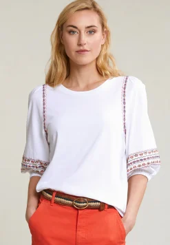 Online River Woods Multi geborduurde T-shirt pofmouwen -