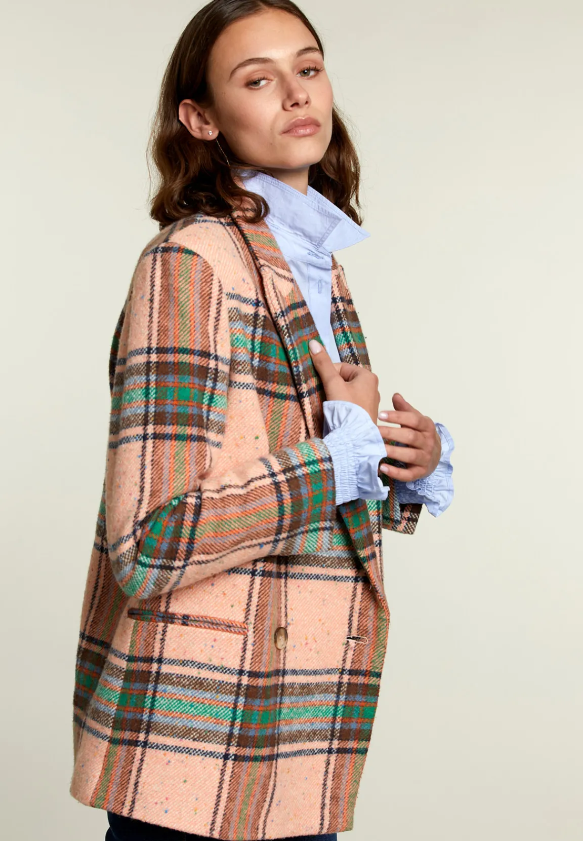 Fashion River Woods Multi geruite blazer 4 knopen -