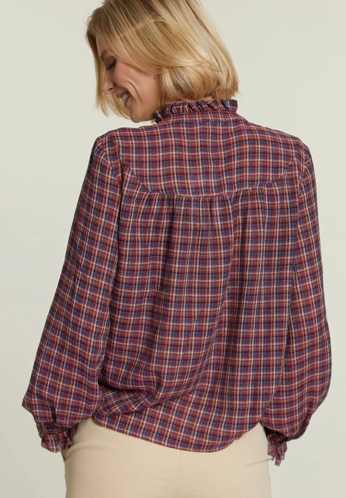 Discount River Woods Multi geruite blouse fantasie hals -