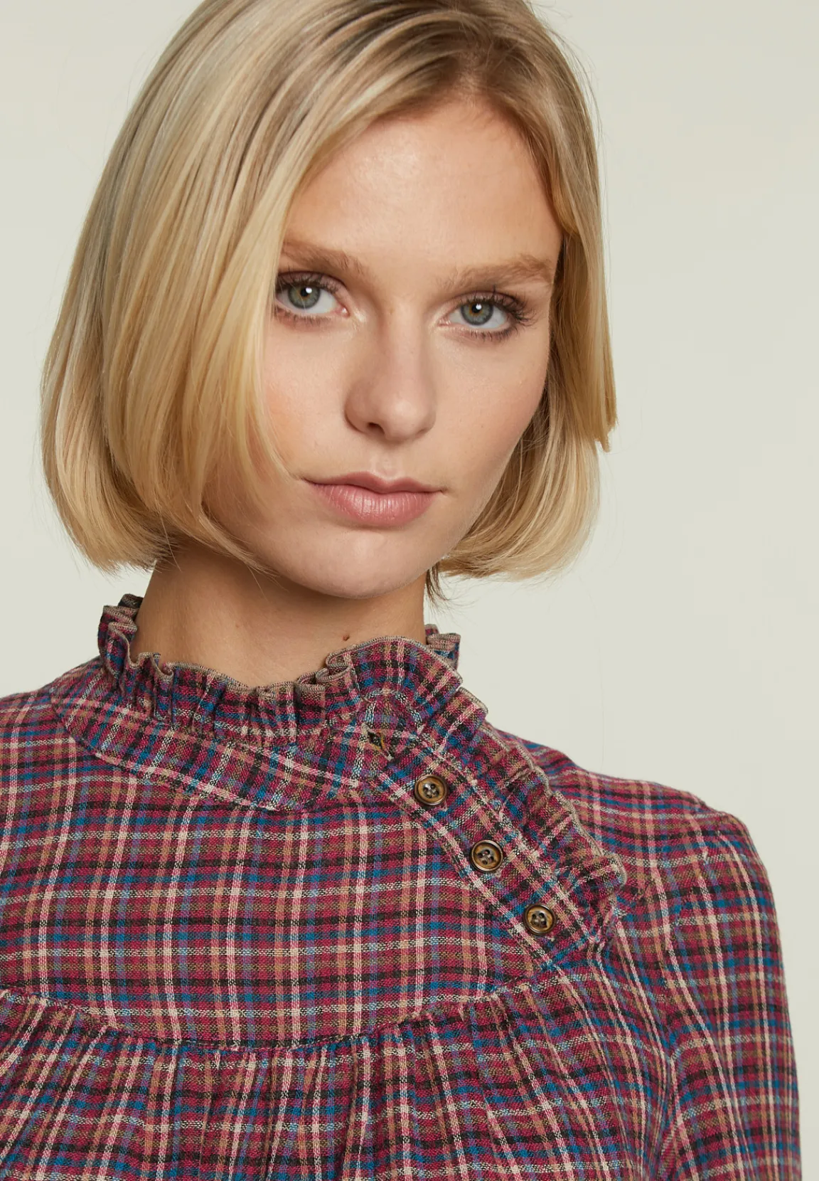 Discount River Woods Multi geruite blouse fantasie hals -