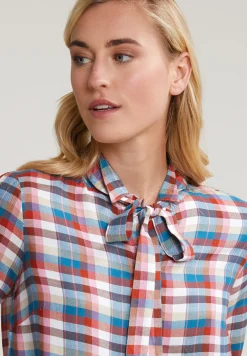 New River Woods Multi geruite blouse kraag met strik -