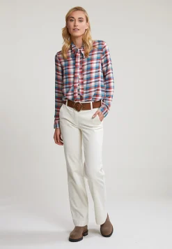 New River Woods Multi geruite blouse kraag met strik -