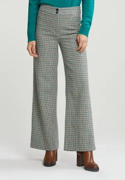 Clearance River Woods Multi geruite broek wijde pijpen -
