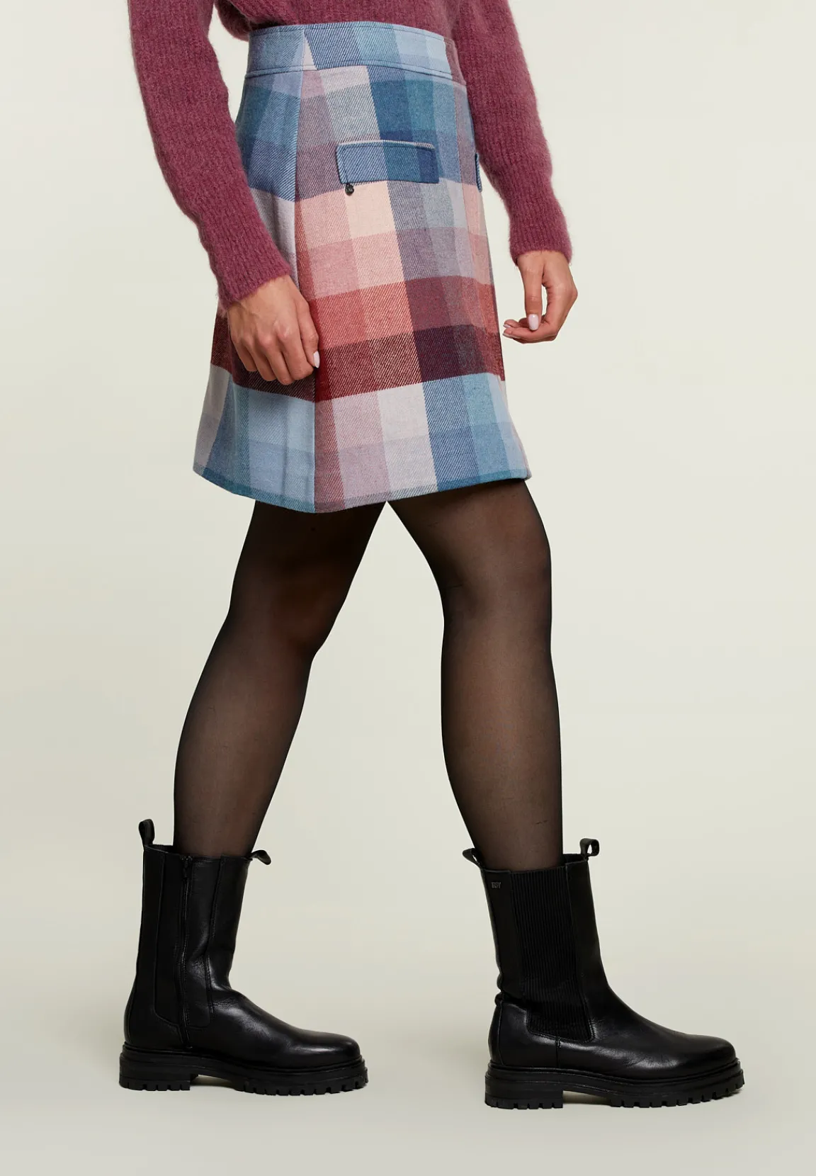 New River Woods Multi geruite minirok -