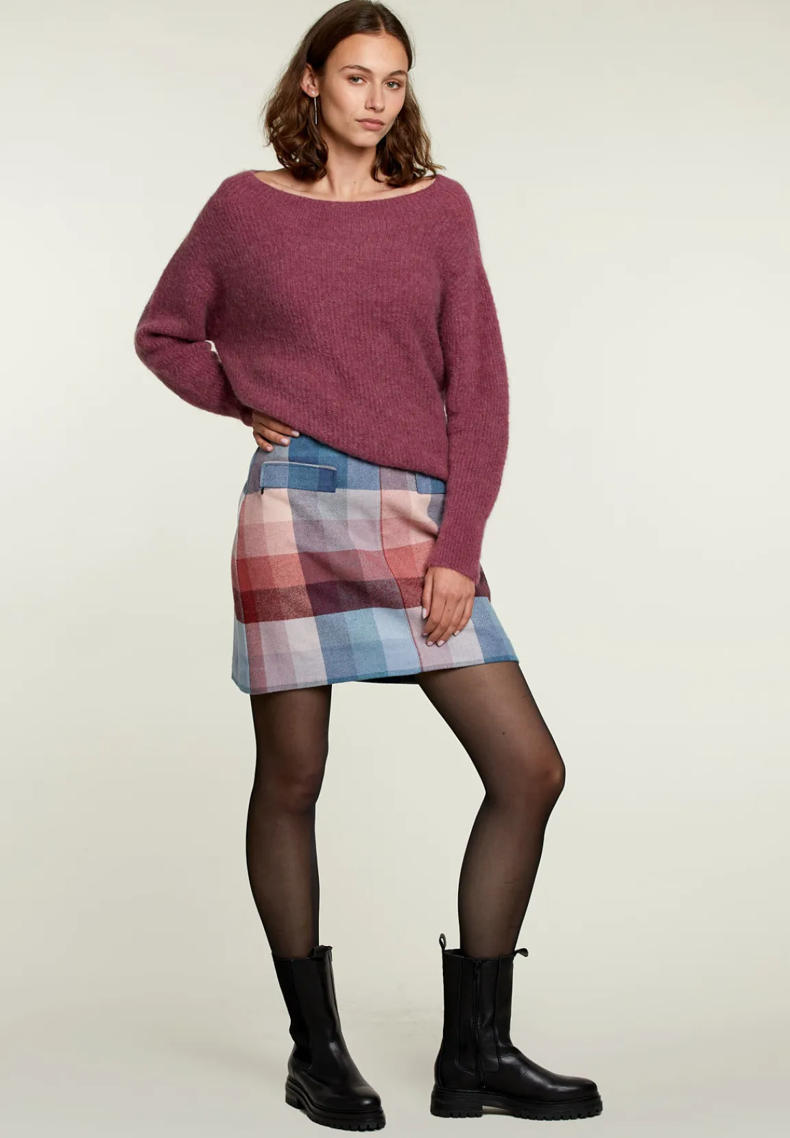 New River Woods Multi geruite minirok -