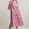 Hot River Woods Multi geruite V-hals jurk -