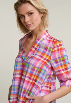Hot River Woods Multi geruite V-hals jurk -