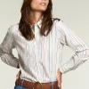 New River Woods Multi gestreepte blouse met knopen -