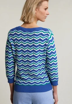 Online River Woods Multi gestreepte trui ronde hals 3/4 mouwen -