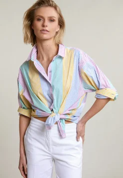 Outlet River Woods Multi wijde geknoopte gestreepte blouse -