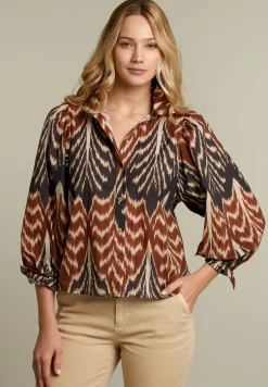 Hot River Woods Multicolor blouse met pofmouwen -
