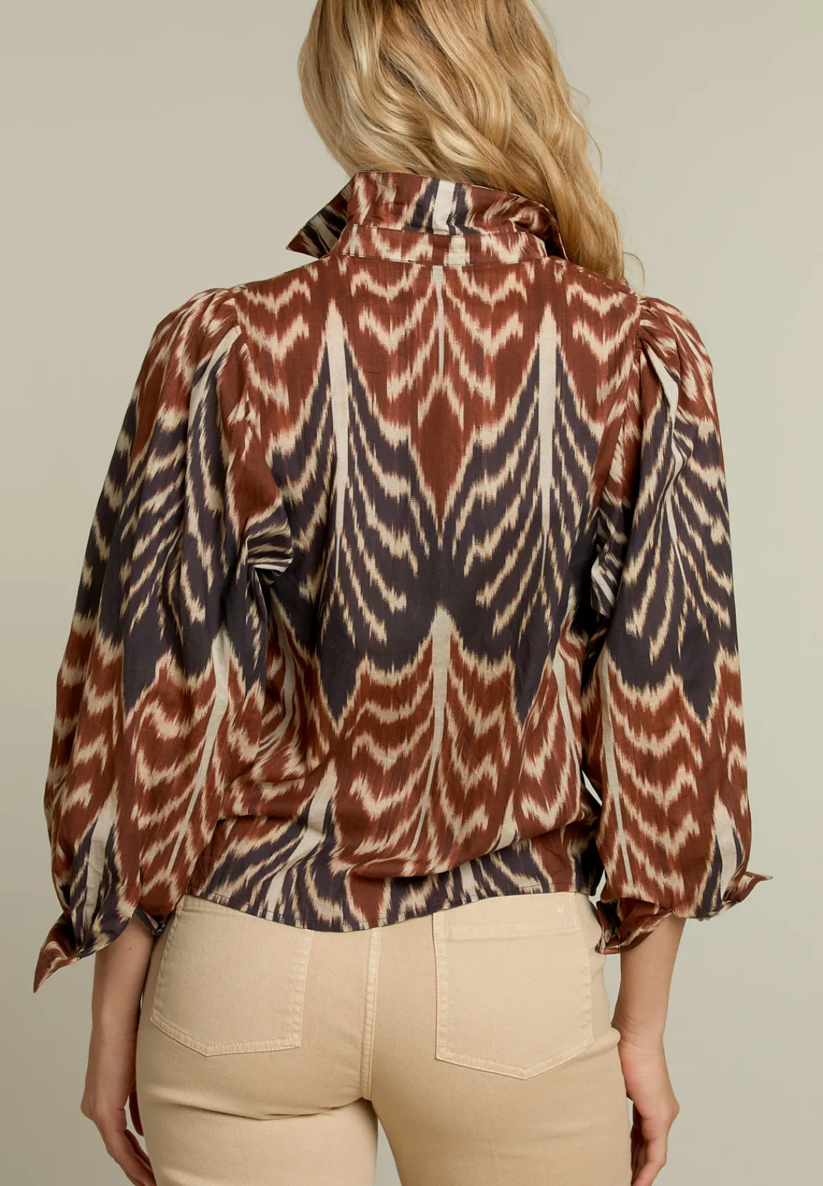 Hot River Woods Multicolor blouse met pofmouwen -