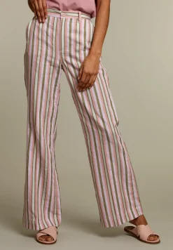 Best River Woods Multicolor gestreepte broek met wijde pijpen -