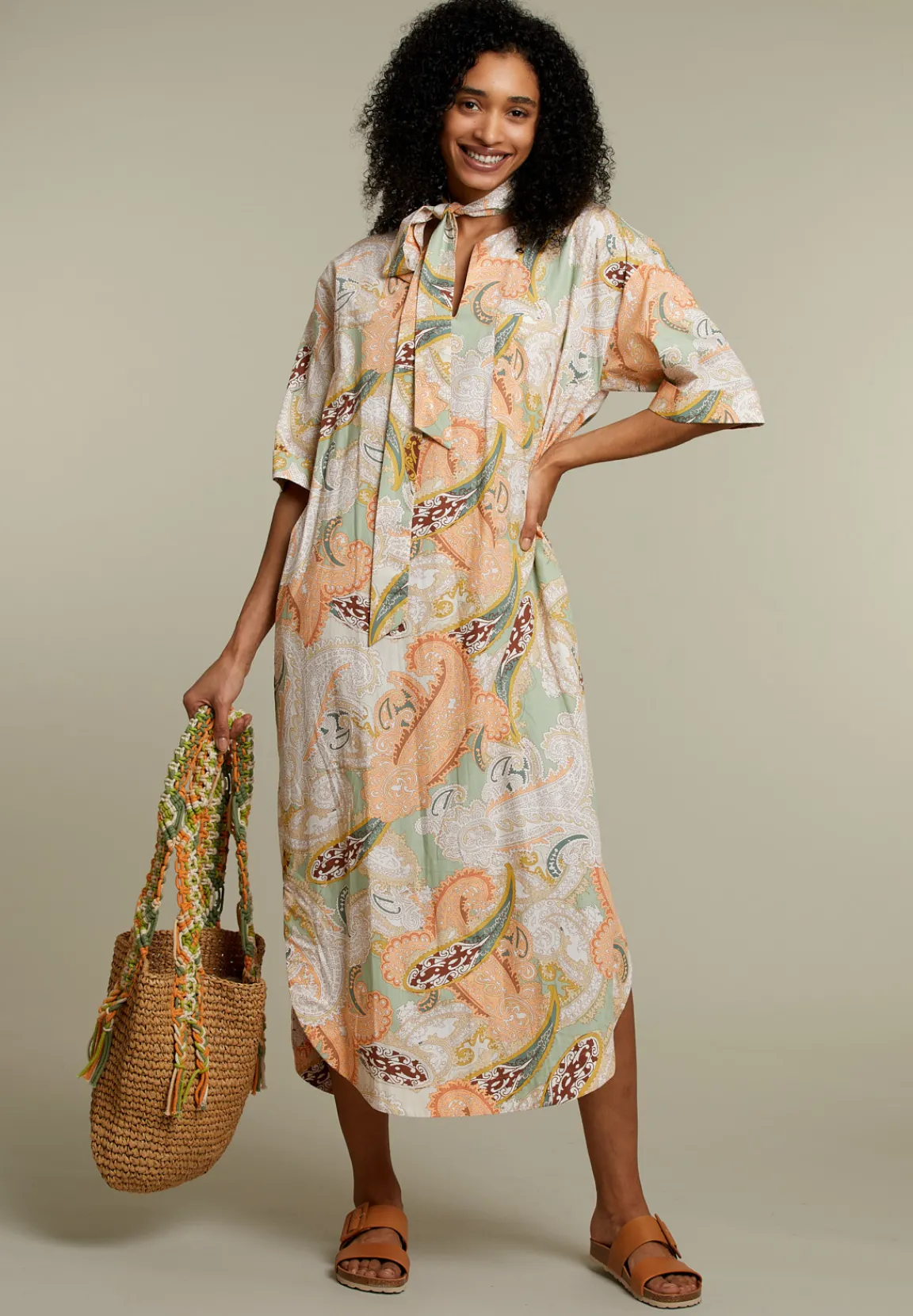Outlet River Woods Multicolor kleed in fantasieprint met strikceintuur -