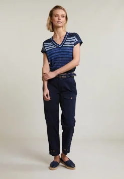 Hot River Woods Navy lange broek opgestikte zak -