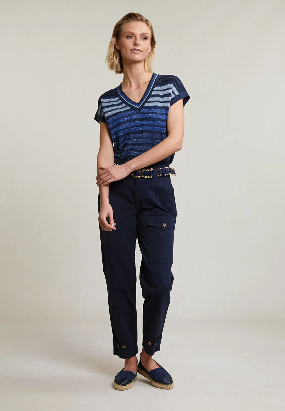 Hot River Woods Navy lange broek opgestikte zak -