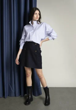 Hot River Woods Navy minirok met knopen -