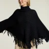 Discount River Woods Navy mouwloze rolkraag poncho -