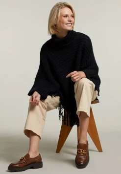 Discount River Woods Navy mouwloze rolkraag poncho -