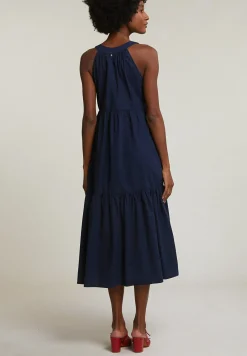 Outlet River Woods Navy mouwloze V-hals jurk -