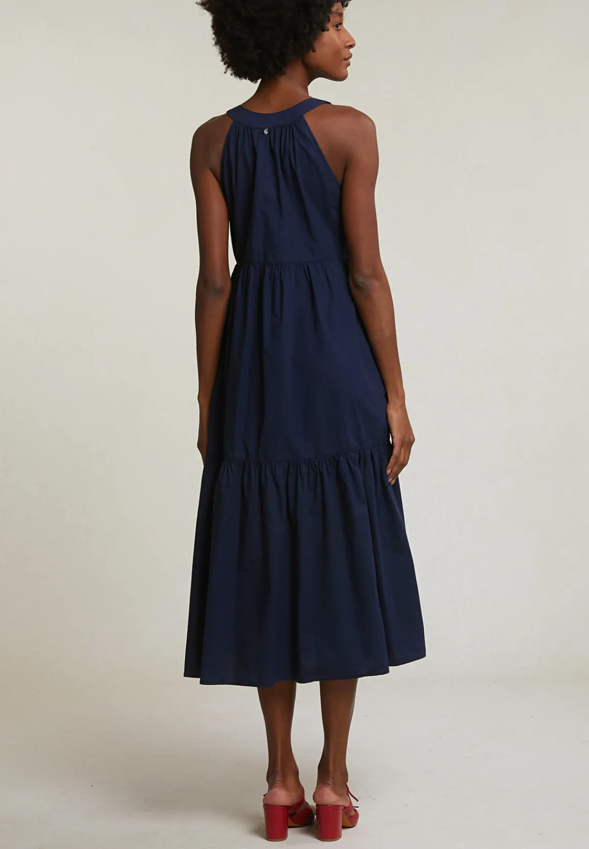 Outlet River Woods Navy mouwloze V-hals jurk -