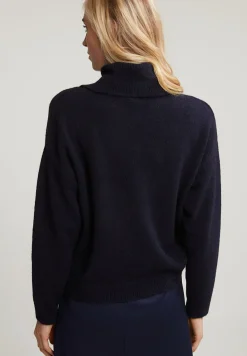 Best River Woods Navy trui opstaande kraag lange mouwen -