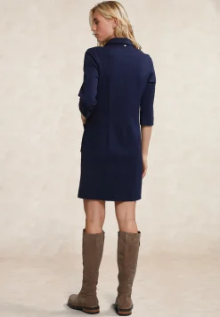 Fashion River Woods Navy V-hals jurk 3/4 mouwen -